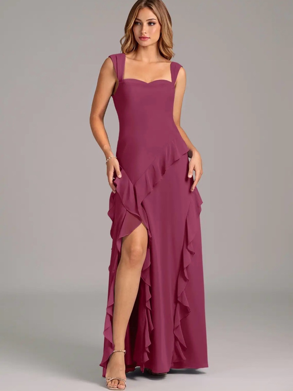 Azazie Mulberry A-Line Sweetheart Neckline Chiffon Dress